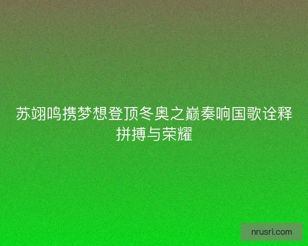 苏翊鸣携梦想登顶冬奥之巅奏响国歌诠释拼搏与荣耀 苏翊鸣携梦想登顶冬奥之巅奏响国歌诠释拼搏与荣耀