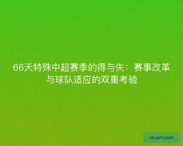 66天特殊中超赛季的得与失：赛事改革与球队适应的双重考验